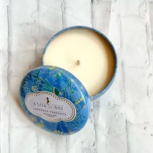 Aqua De Soi Lavender Provence Natural Soy Candle 9oz Travel Tin NWT